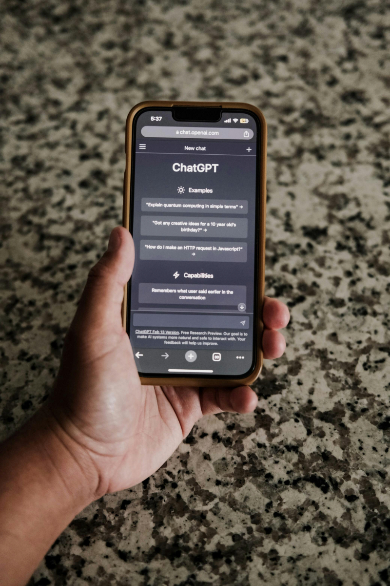 ChatGPT on a smartphone representing AI-powered customer service.