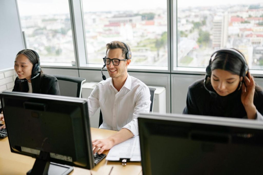 Call center team delivering omnichannel contact center solutions across multiple channels