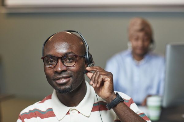 Customer service agent providing customer service outsourcing support