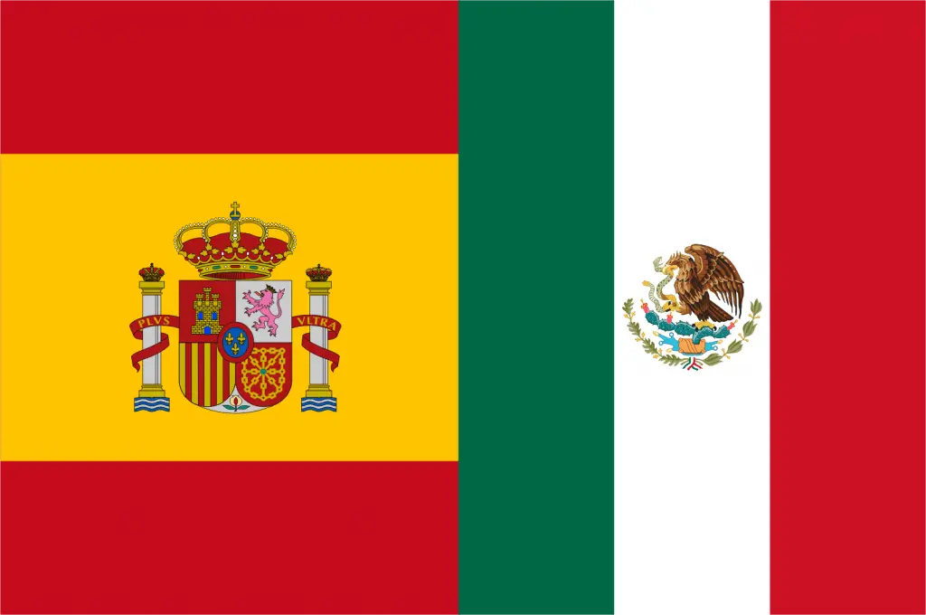 Flags of Spain and Mexico displayed together
