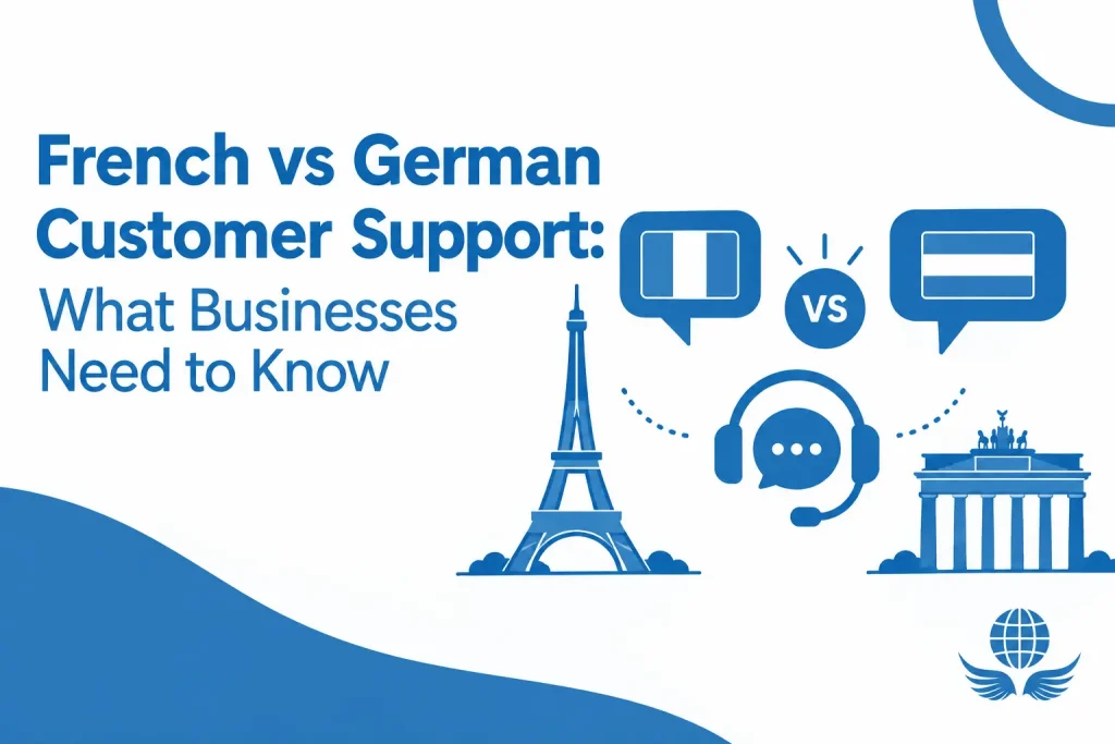 Agents handling French vs German customer support for customers across the European market