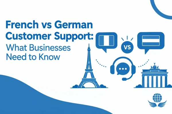 Agents handling French vs German customer support for customers across the European market