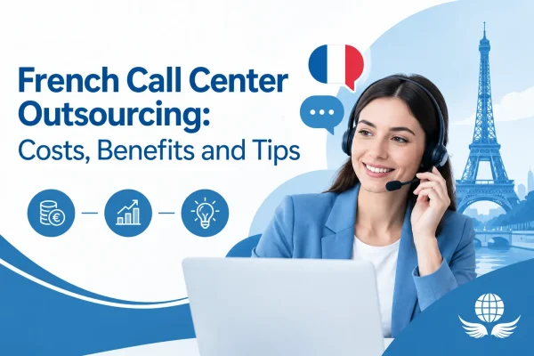 Agents in a French call center outsourcing team taking customer calls