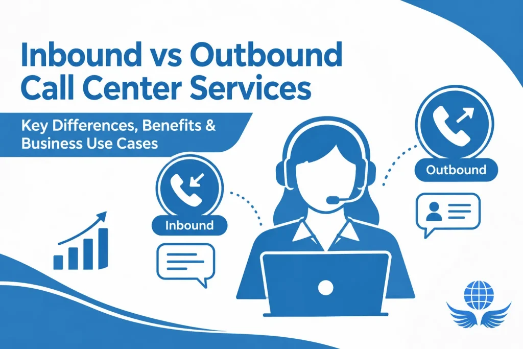 Agents comparing inbound vs outbound call center services for a Canadian business